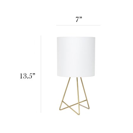 Simple Designs Down to the Wire Table Lamp with Fabric Shade, Gold with White Shade LT2066-GDW